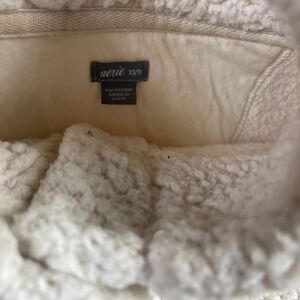 Aerie Sherpa Fleece Pullover Cream Button Neck Long Sleeve Size XS